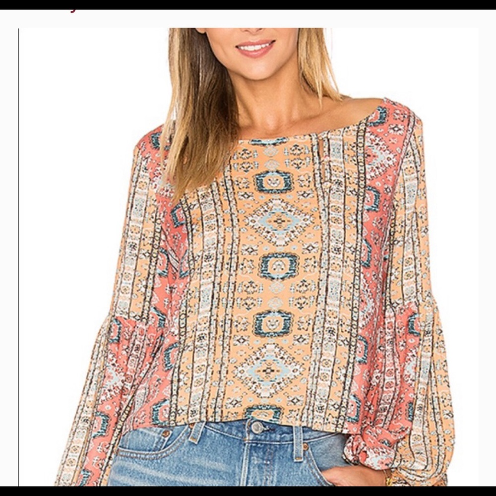 Ale Alessandra wide neck boho top shirt blouse